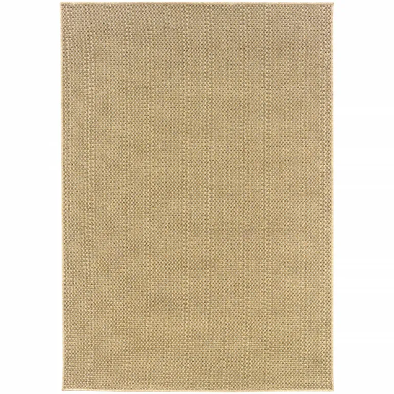 7'x10' Solid Sand Beige Indoor Outdoor Area Rug Photo 1