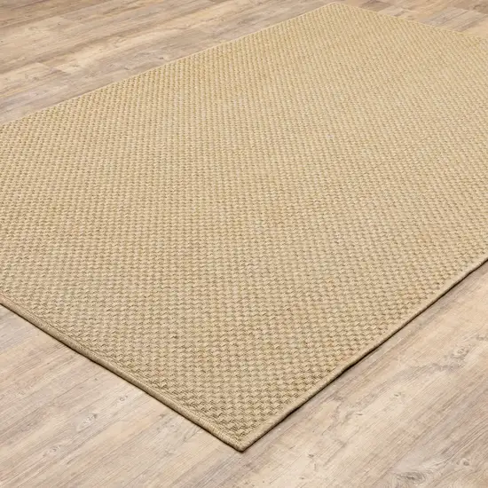 7'x10' Solid Sand Beige Indoor Outdoor Area Rug Photo 6