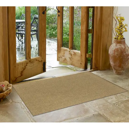 Tan Faux Seagrass Indoor Outdoor Area Rug Photo 1