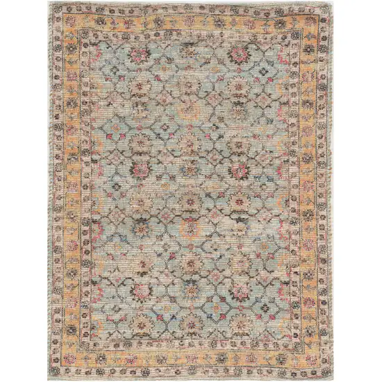 5'X7' Spa Green Hand Woven Floral Traditional Indoor Area Rug Photo 1