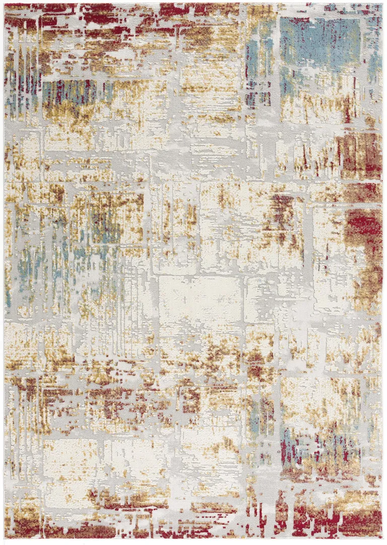 Abstract Beige and Gold Modern Area Rug Photo 4