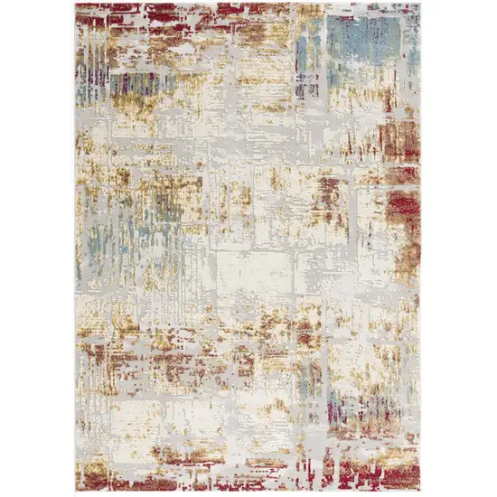 Abstract Beige and Gold Modern Area Rug Photo 3