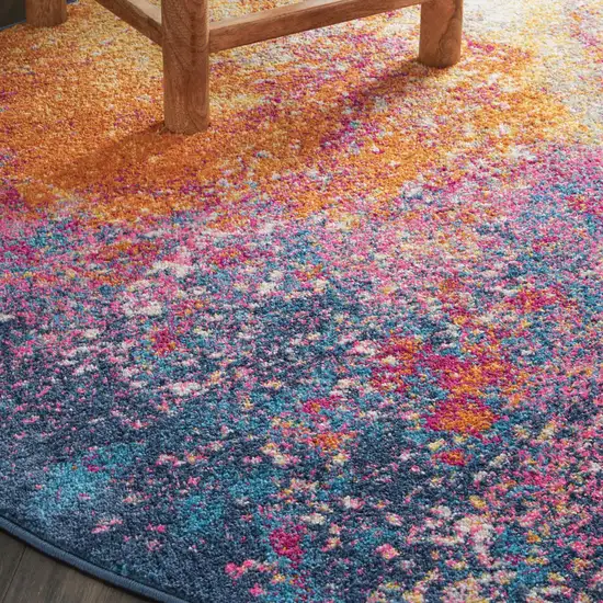 4' Sunset Round Abstract Power Loom Area Rug Photo 7