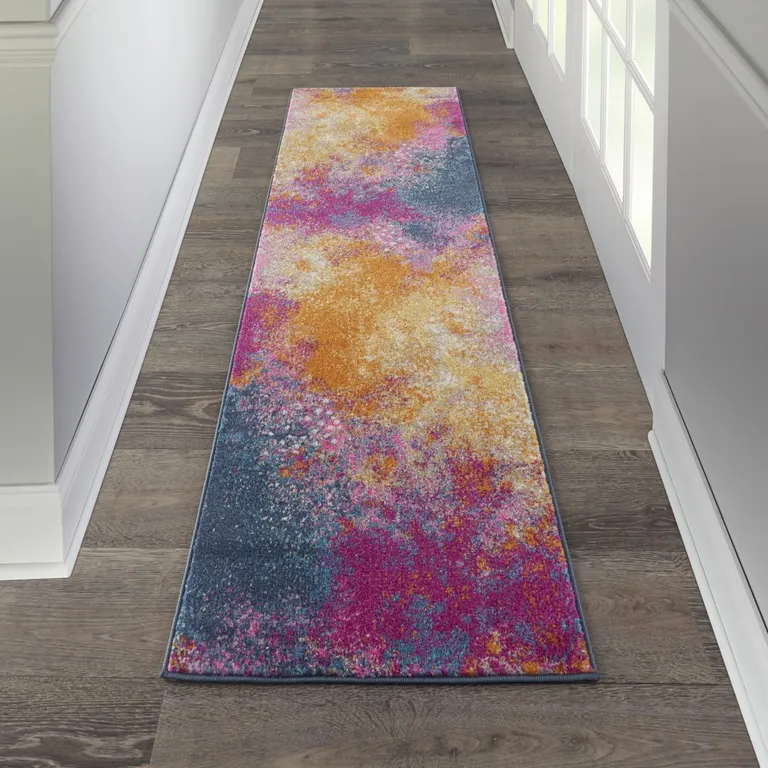 Abstract Brights Sunburst Runner Rug Photo 4