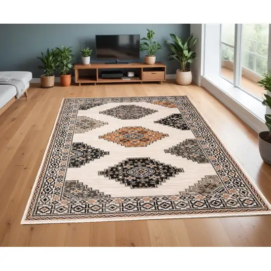 Abstract Ivory And Gray Geometric Indoor Area Rug Photo 1