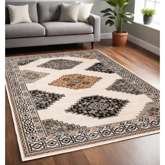 Abstract Ivory And Gray Geometric Indoor Area Rug Photo 1