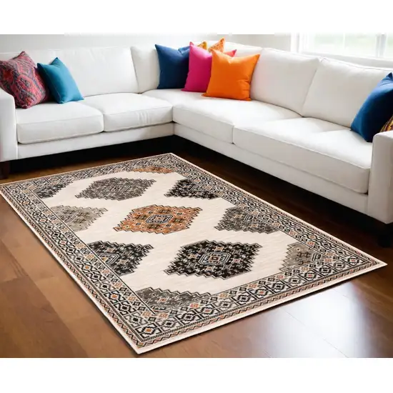 Abstract Ivory And Gray Geometric Indoor Area Rug Photo 1