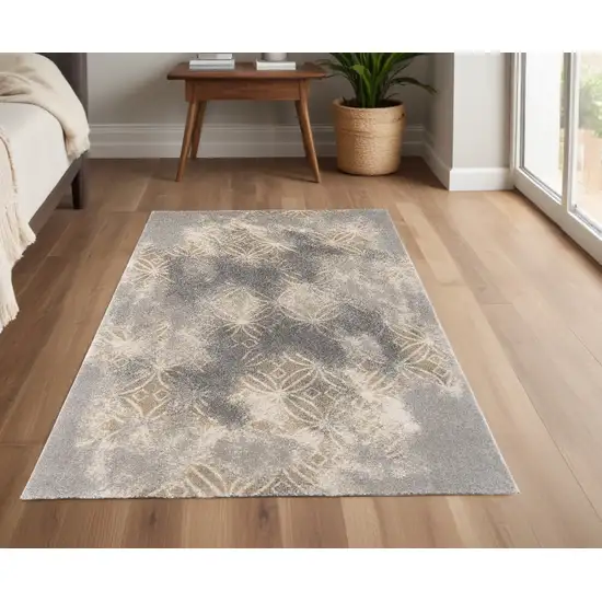 Light Grey Abstract Power Loom Stain Resistant Area Rug Photo 1