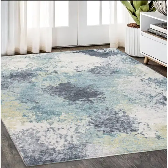 Blue And Ivory Abstract Dhurrie Area Rug Photo 1