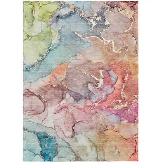 Abstract Washable Non Skid Indoor Outdoor Area Rug Photo 2