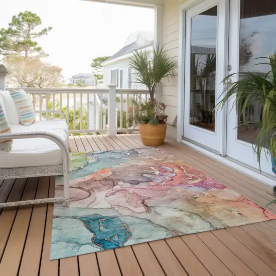 Abstract Washable Non Skid Indoor Outdoor Area Rug Photo 9