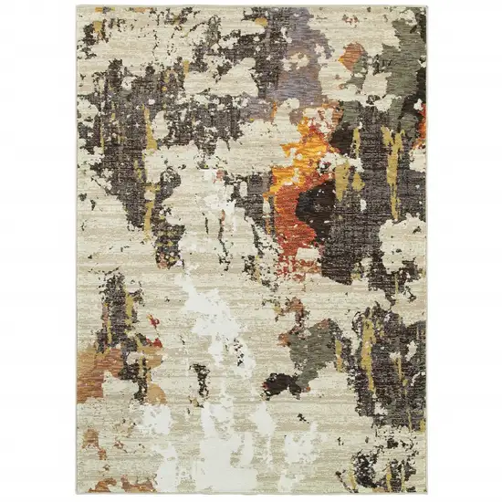 Abstract Weathered Beige and Gray Indoor Area Rug Photo 5