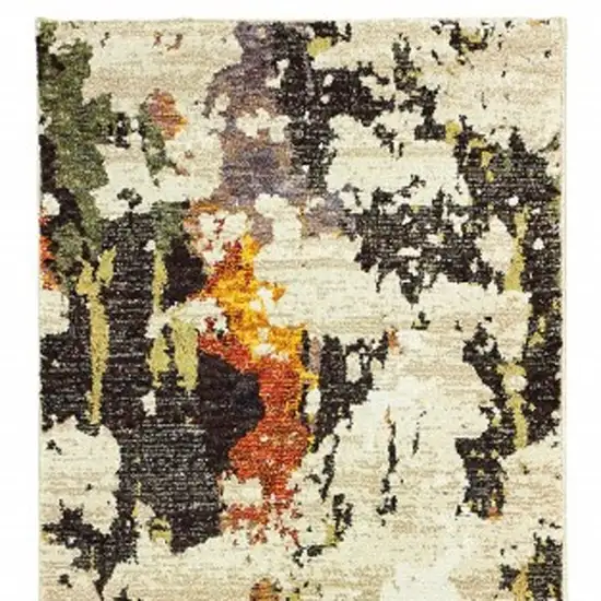 Beige and Black Power Loom Runner Rug Photo 6