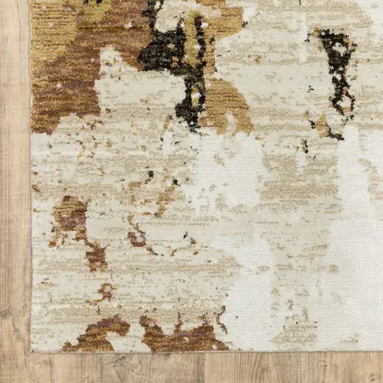 Abstract Weathered Beige and Gray Indoor Runner Rug Photo 2