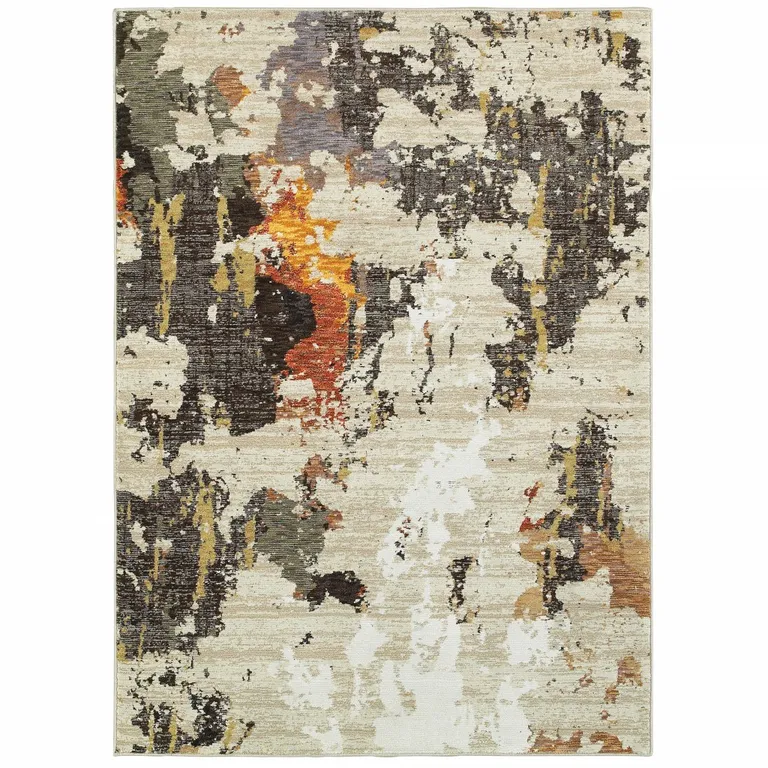 Abstract Weathered Beige and Gray Indoor Scatter Rug Photo 1