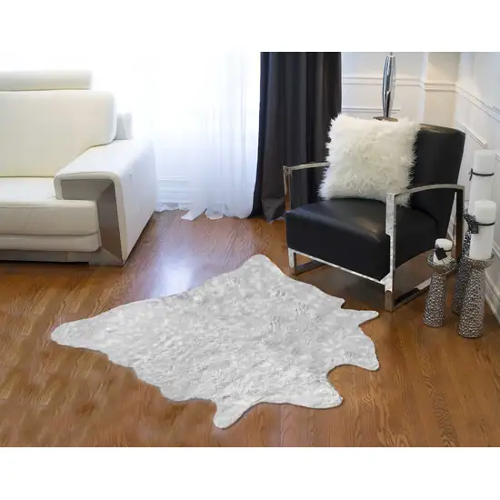 Acrylic Plush Polyester Grey Rug Photo 3