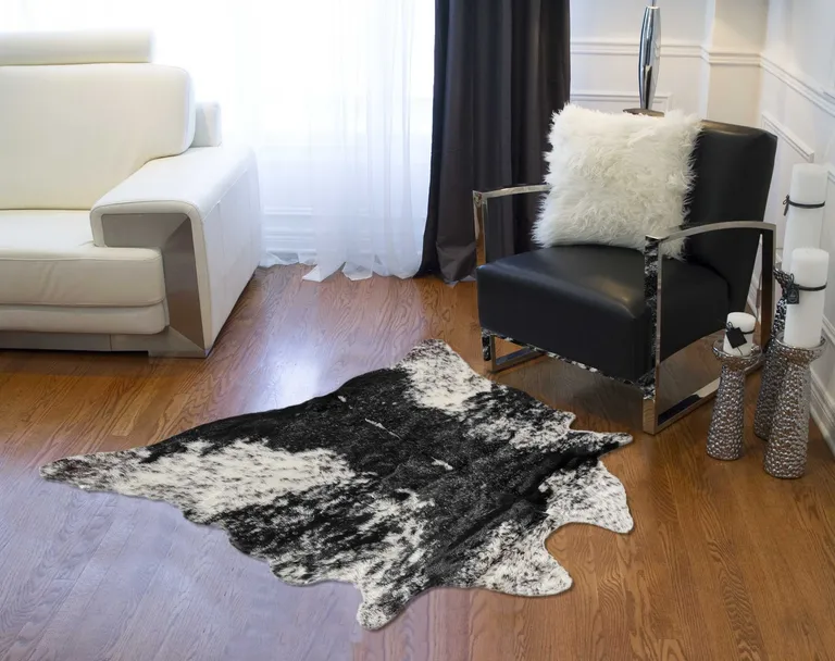 Acrylic Plush Polyester S&P Black White Rug Photo 3