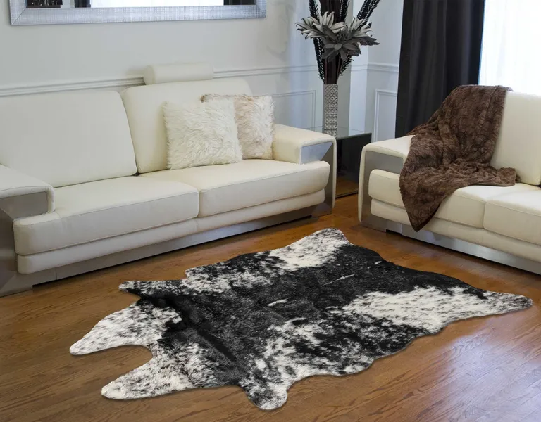 Acrylic Plush Polyester S&P Black White Rug Photo 3