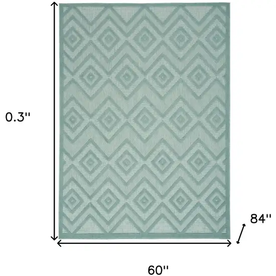 Aqua And Teal Argyle Indoor Outdoor Area Rug Photo 5