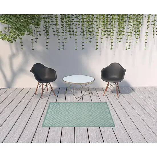 Aqua And Teal Argyle Indoor Outdoor Area Rug Photo 2