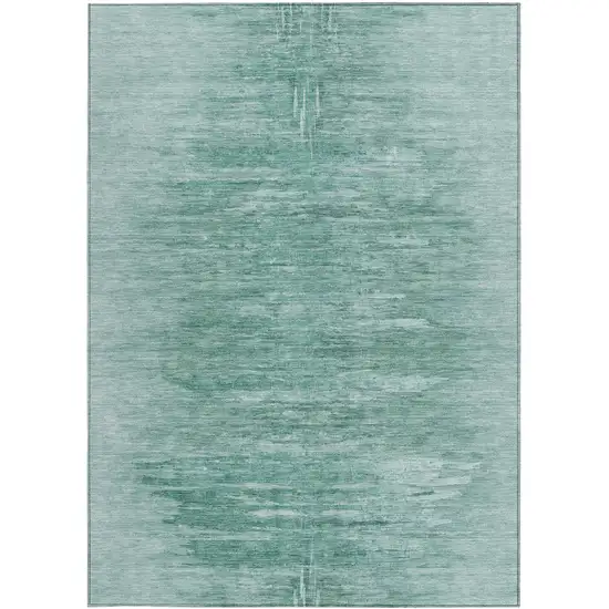 Aqua And Teal Blue Abstract Washable Indoor Outdoor Area Rug Photo 6