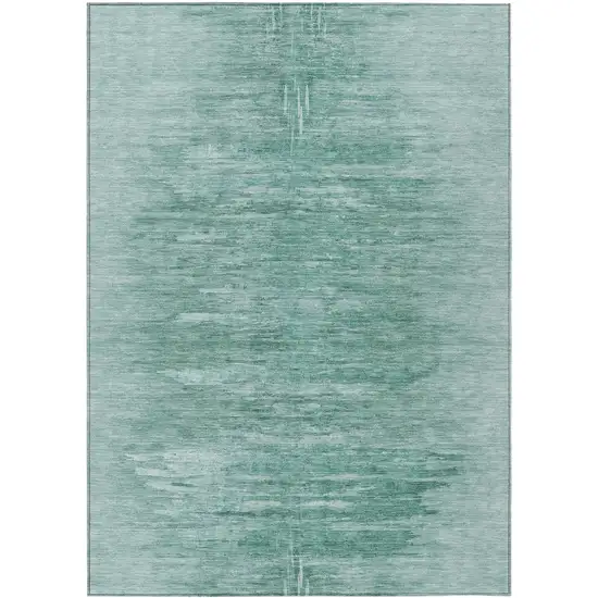 Aqua And Teal Blue Abstract Washable Indoor Outdoor Area Rug Photo 2