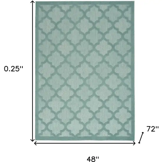 Aqua And Teal Ikat Indoor Outdoor Area Rug Photo 5