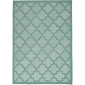 Photo of Aqua And Teal Ikat Indoor Outdoor Area Rug