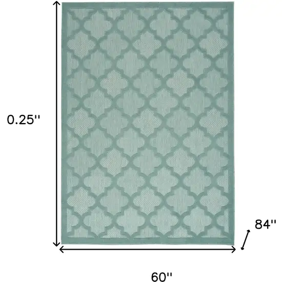 Aqua And Teal Ikat Indoor Outdoor Area Rug Photo 5