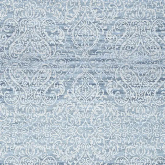 Aqua Damask Distressed Washable Area Rug Photo 3