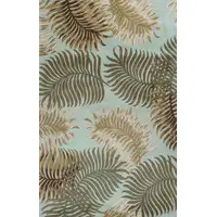 Photo of Aqua Fern Leaves Wool Area Rug