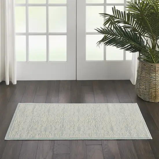 Aqua Floral Power Loom Area Rug Photo 5