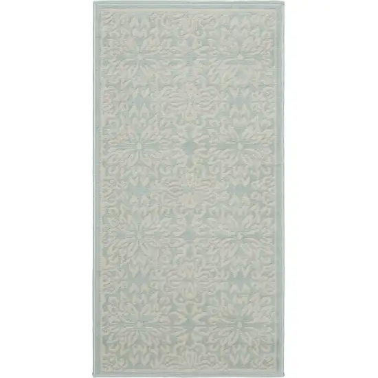 Aqua Floral Power Loom Area Rug Photo 1