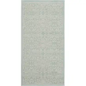 Photo of Aqua Floral Power Loom Area Rug