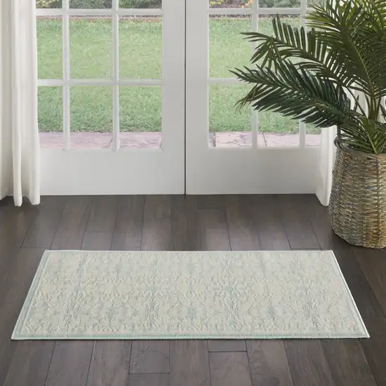 Aqua Floral Power Loom Area Rug Photo 7