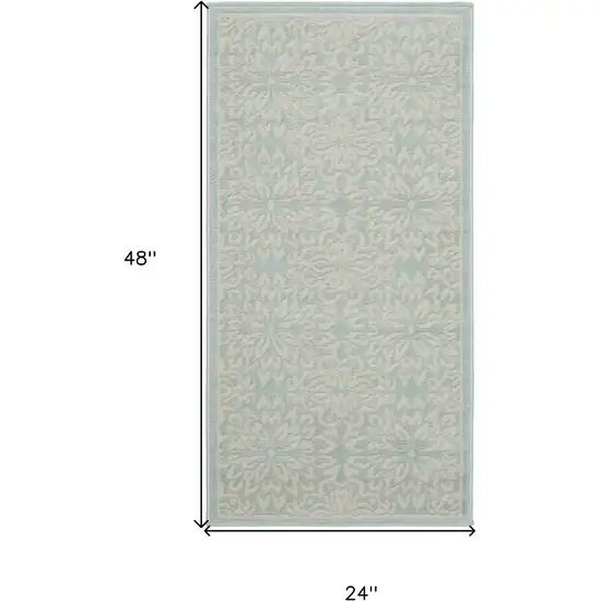 Aqua Floral Power Loom Area Rug Photo 7