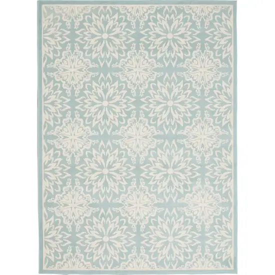 Aqua Floral Power Loom Area Rug Photo 4