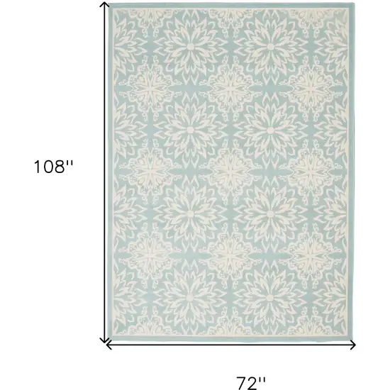 Aqua Floral Power Loom Area Rug Photo 9