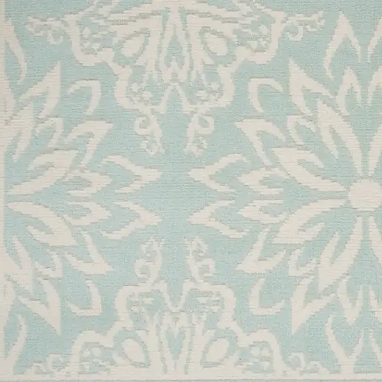 Aqua Floral Power Loom Area Rug Photo 8