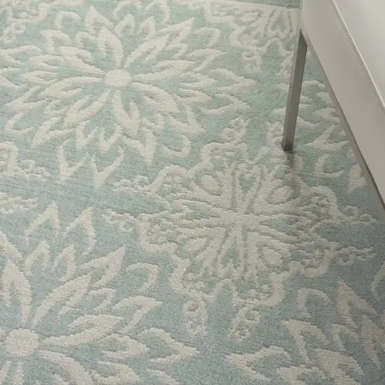 Aqua Floral Power Loom Area Rug Photo 9