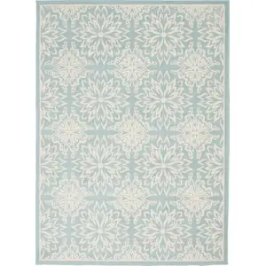 Photo of Aqua Floral Power Loom Area Rug