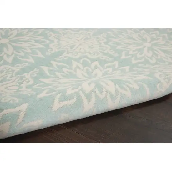 Aqua Floral Power Loom Area Rug Photo 5