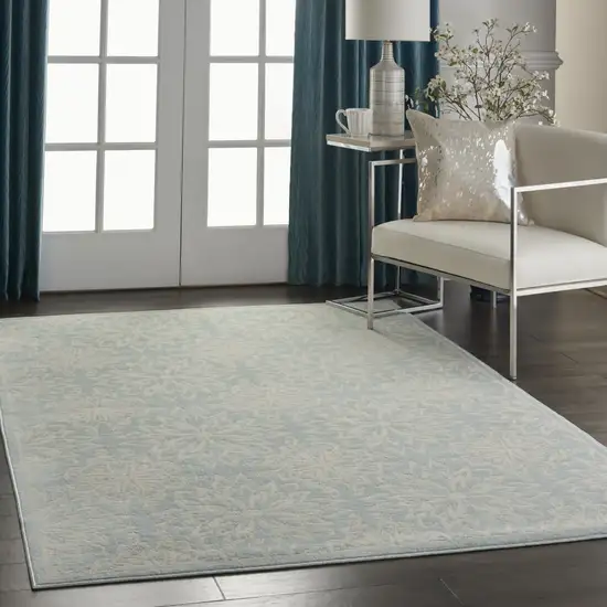 Aqua Floral Power Loom Area Rug Photo 7