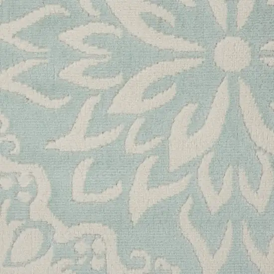 Aqua Floral Power Loom Area Rug Photo 1