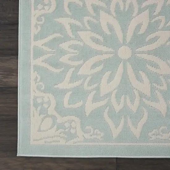 Aqua Floral Power Loom Area Rug Photo 4