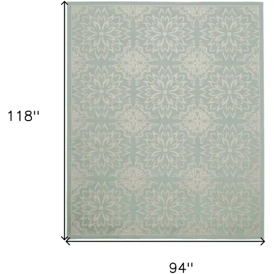 Aqua Floral Power Loom Area Rug Photo 9