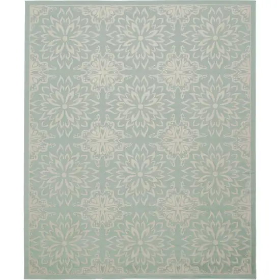 Aqua Floral Power Loom Area Rug Photo 4