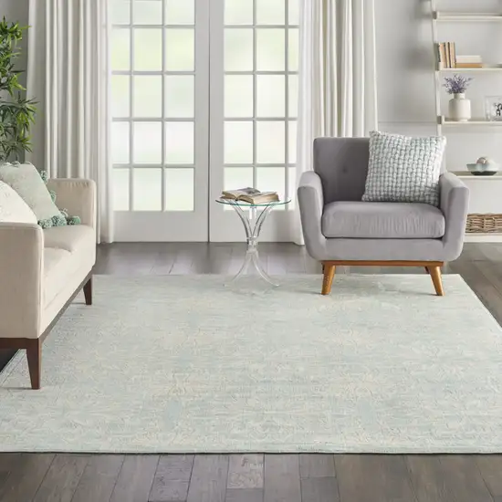 Aqua Floral Power Loom Area Rug Photo 7