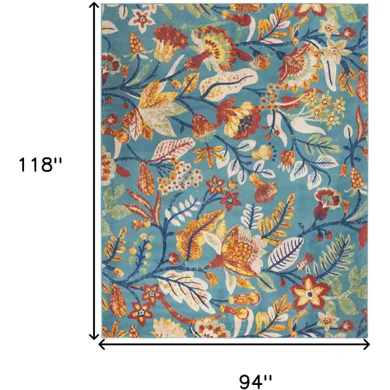 Aqua Floral Power Loom Area Rug Photo 3