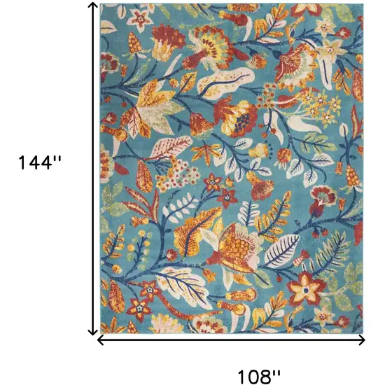 Aqua Floral Power Loom Area Rug Photo 3